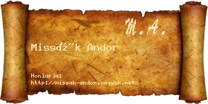 Missák Andor névjegykártya